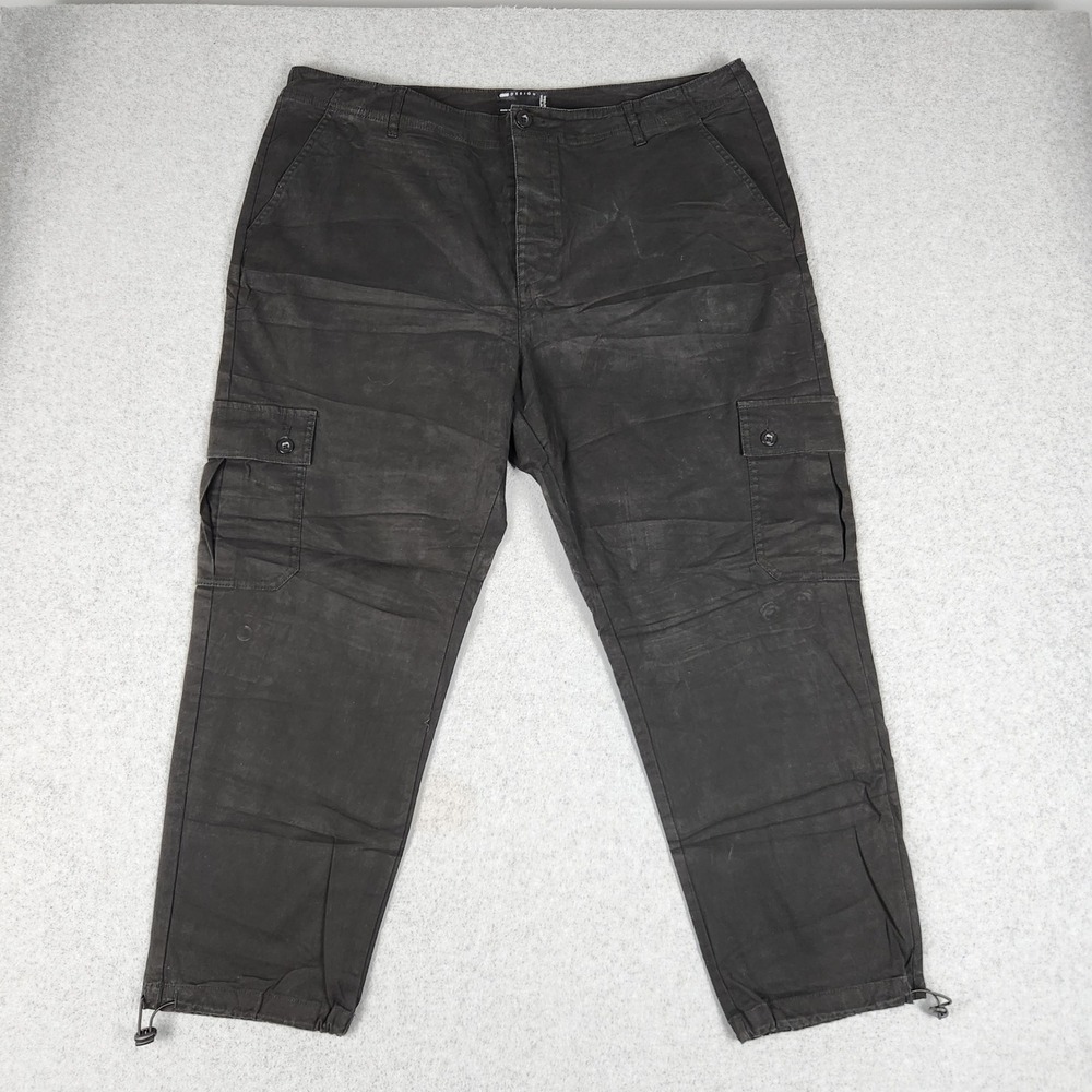ASOS DESIGN Cargo Pants Mens 40x30 Black Utility Streetwear Grunge Drawcord Hem‎